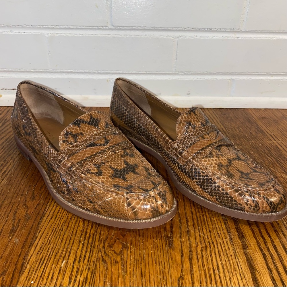 Lauren Ralph Lauren Brown Snakeskin Print Penny Loafers